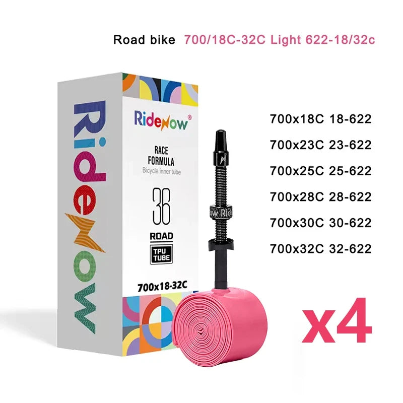 Ridenow Upgraded Metal Nozzle 700c Tpu Inner Tube External Thread Tube 700x18-32c Road Bike Removable Valve Cores Inner Tire