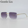 Fashion Square Rimless Punk Sunglasses Men 2025 Luxury Brand Cut Edge Frameless Sun Glasses For Male Leopard Head Eyewear Shades
