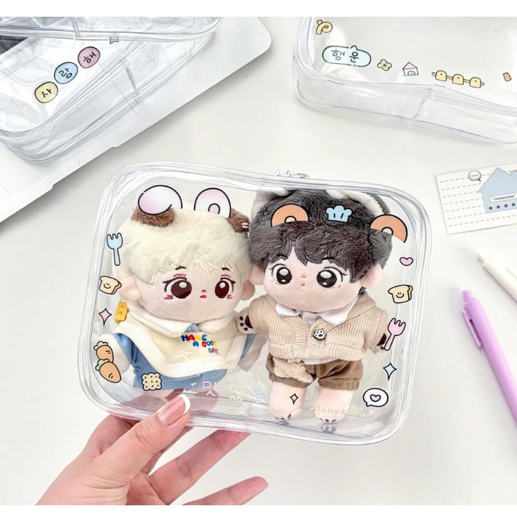 Couple Dolls Storage Bag Transparent Pvc Zipper Organizer Bags Dustproof Plush Doll Display Case Outdoor Backpack Hanging Bag