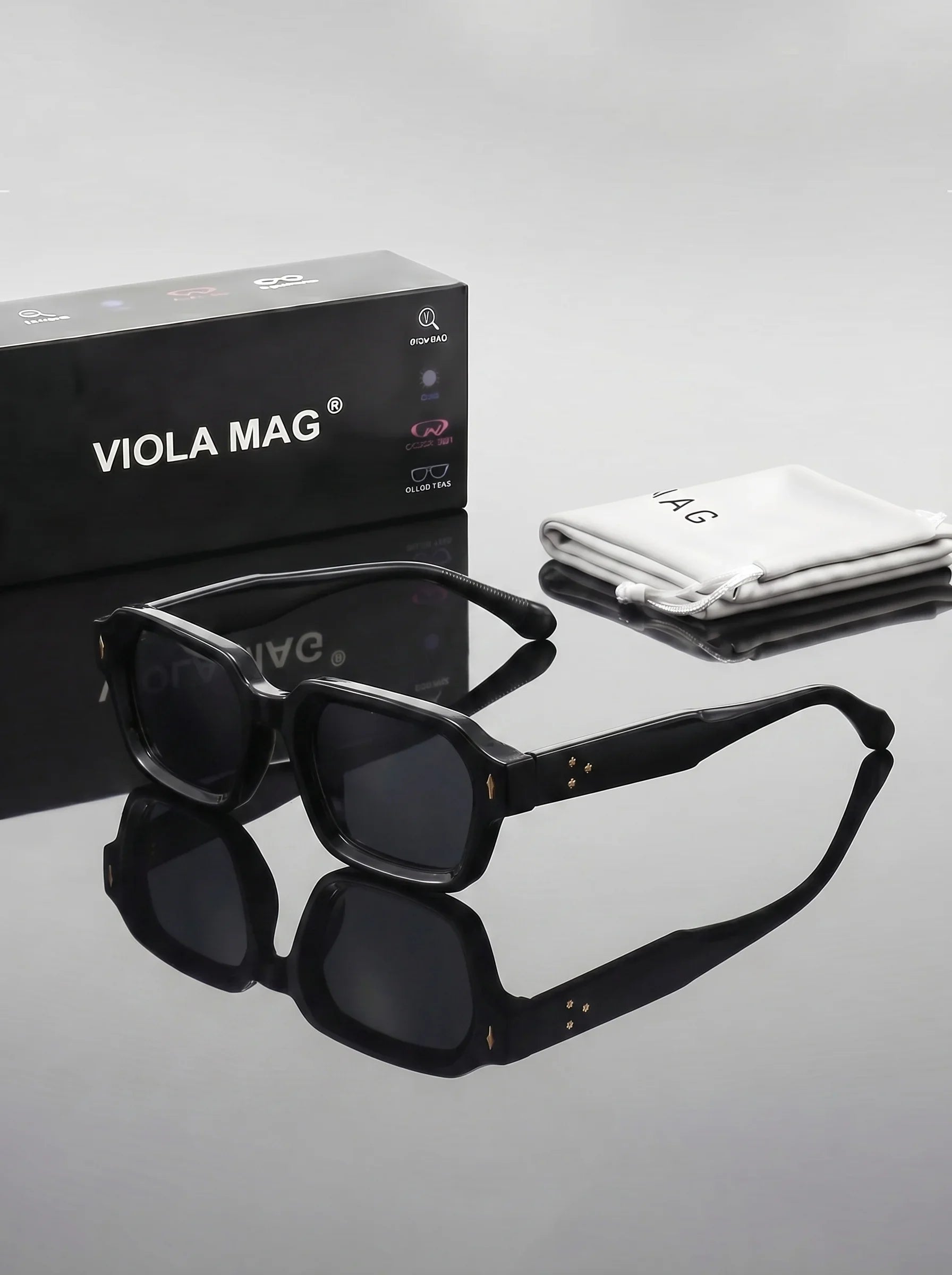 VIOLA MAG Retro Rectangular Glasses, Small Frame Business Daily Casual Glasses, with Glasses Bag