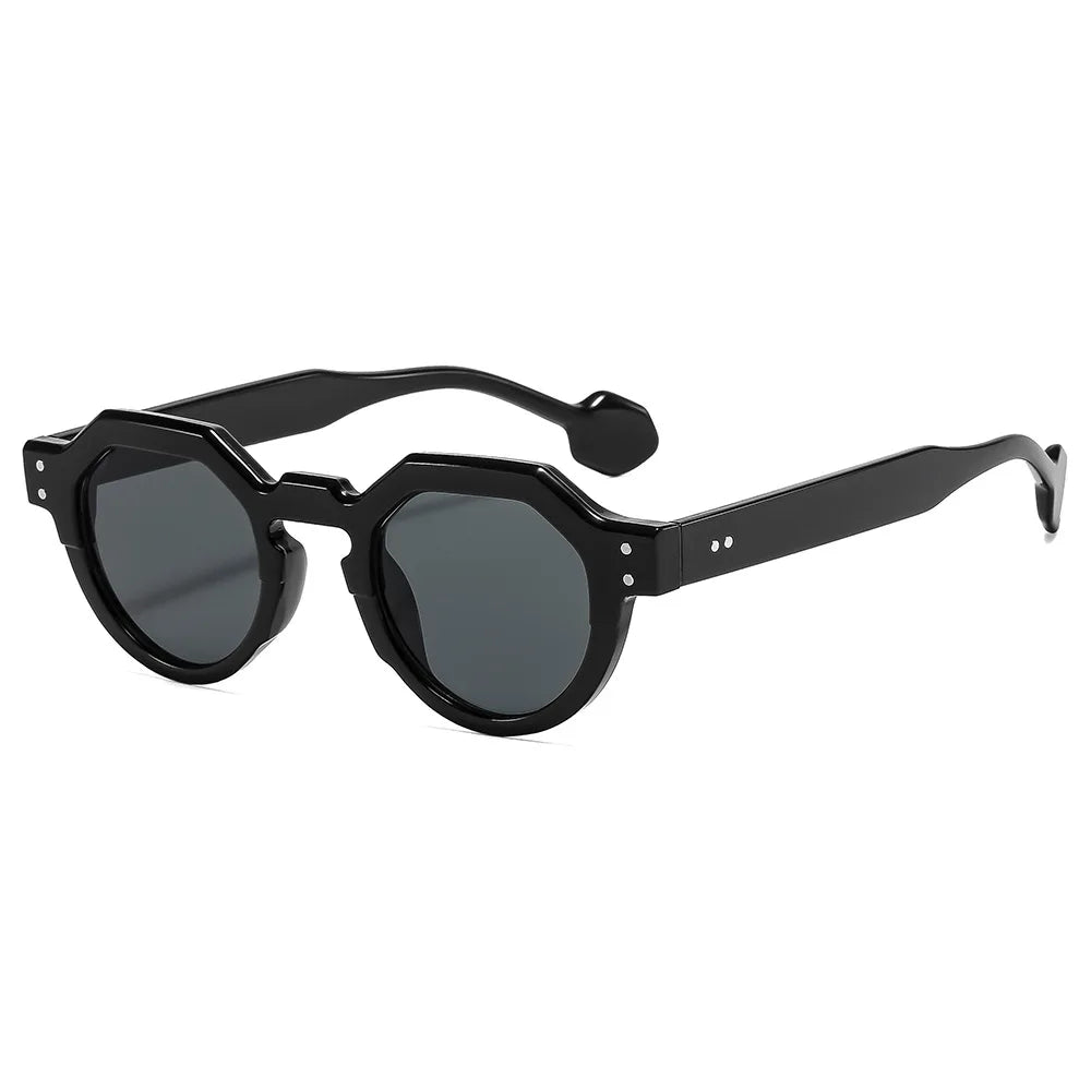 Fashion Small Irregular Square Sunglasses Women Retro Round Shades UV400 Men Rivets Punk Sun Glasses