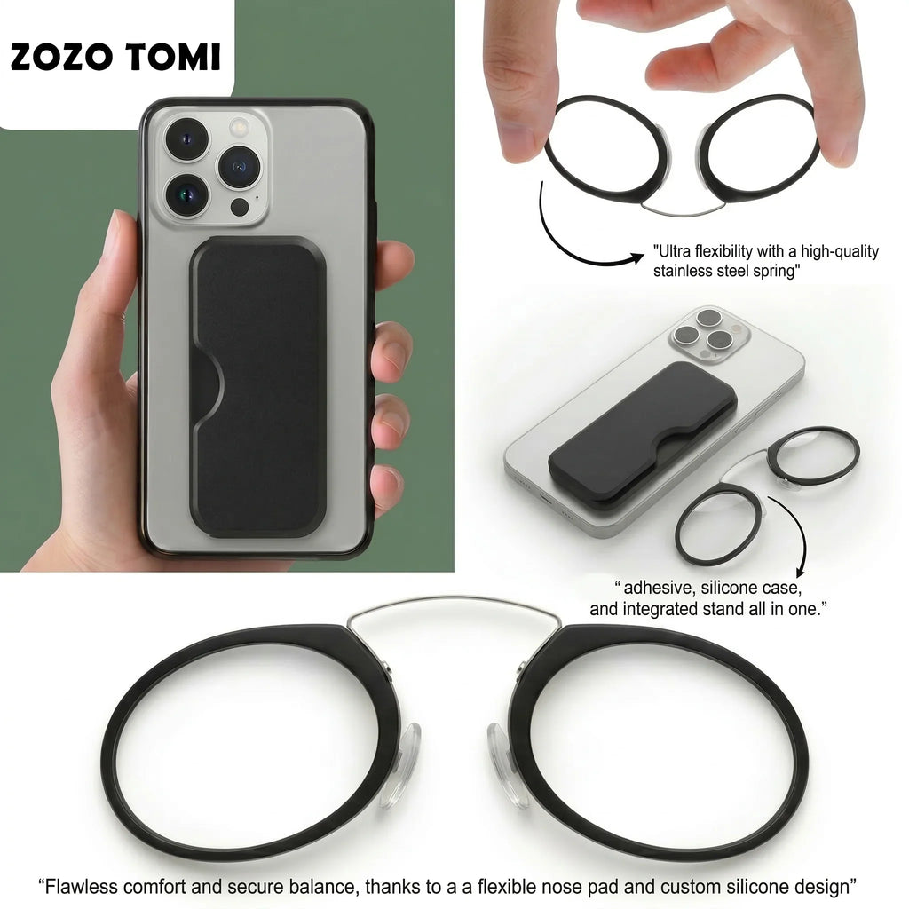 Portable Nose Clip Reading Glasses Men Women Mini Legless Presbyopic Eyeglasses Stick On Phone Case Wallet Pocket Reader Glasses