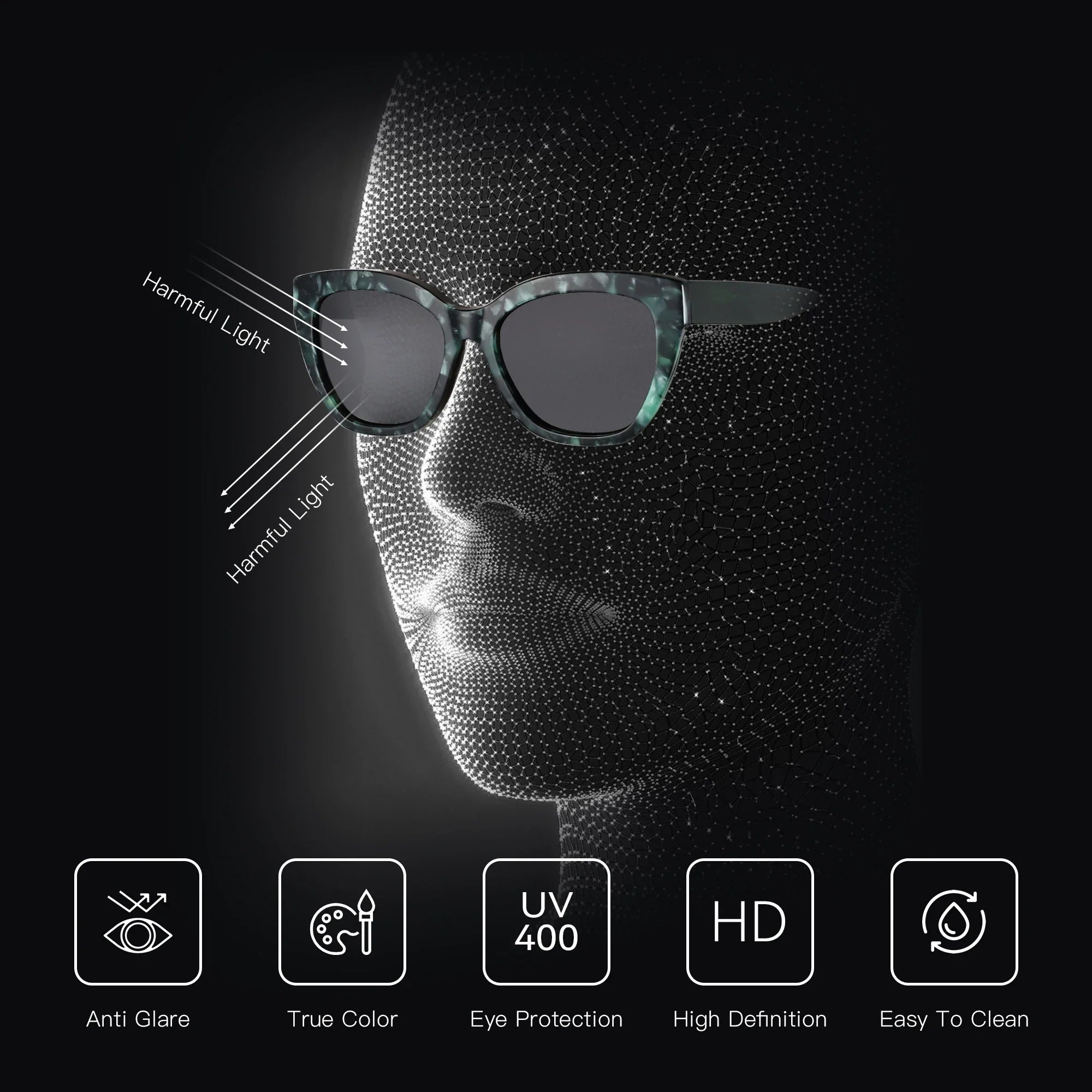 ZENOTTIC Butterfly Polarized Sunglasses Fashion Thick Frame for Women Acetate Sun Glasses Driving UV400 Protection