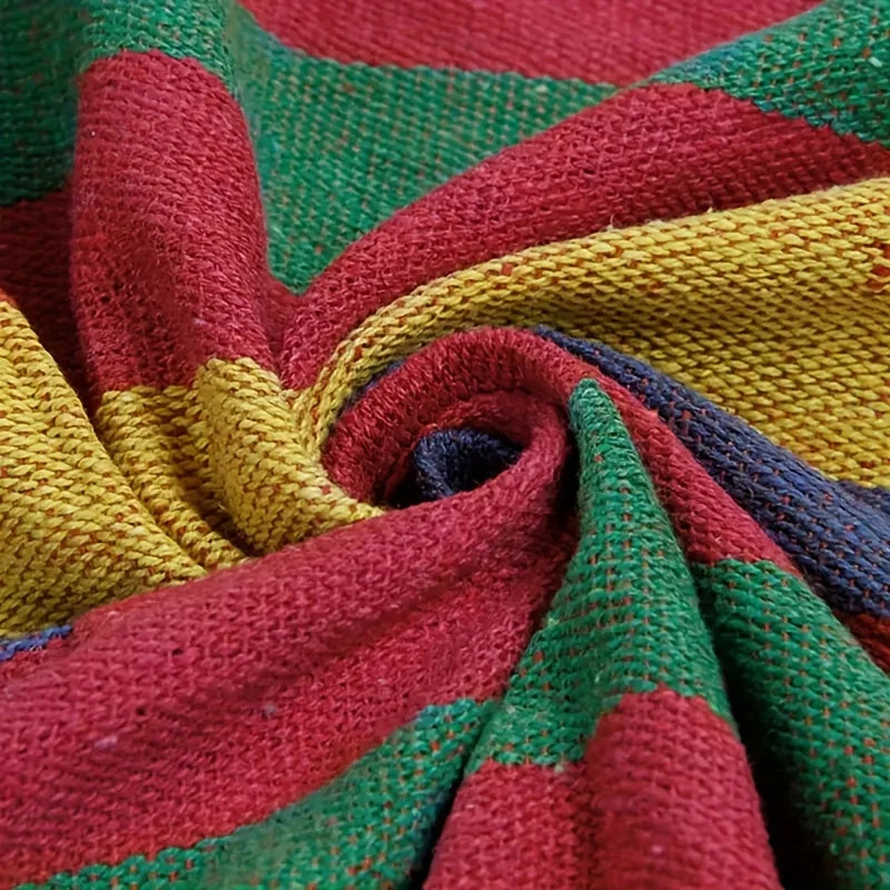 1 Piece Portable Woven Canvas Hammock With Storage Bag Anti Rolling Hammock For Indoor Outdoor Camping Garden Backyard