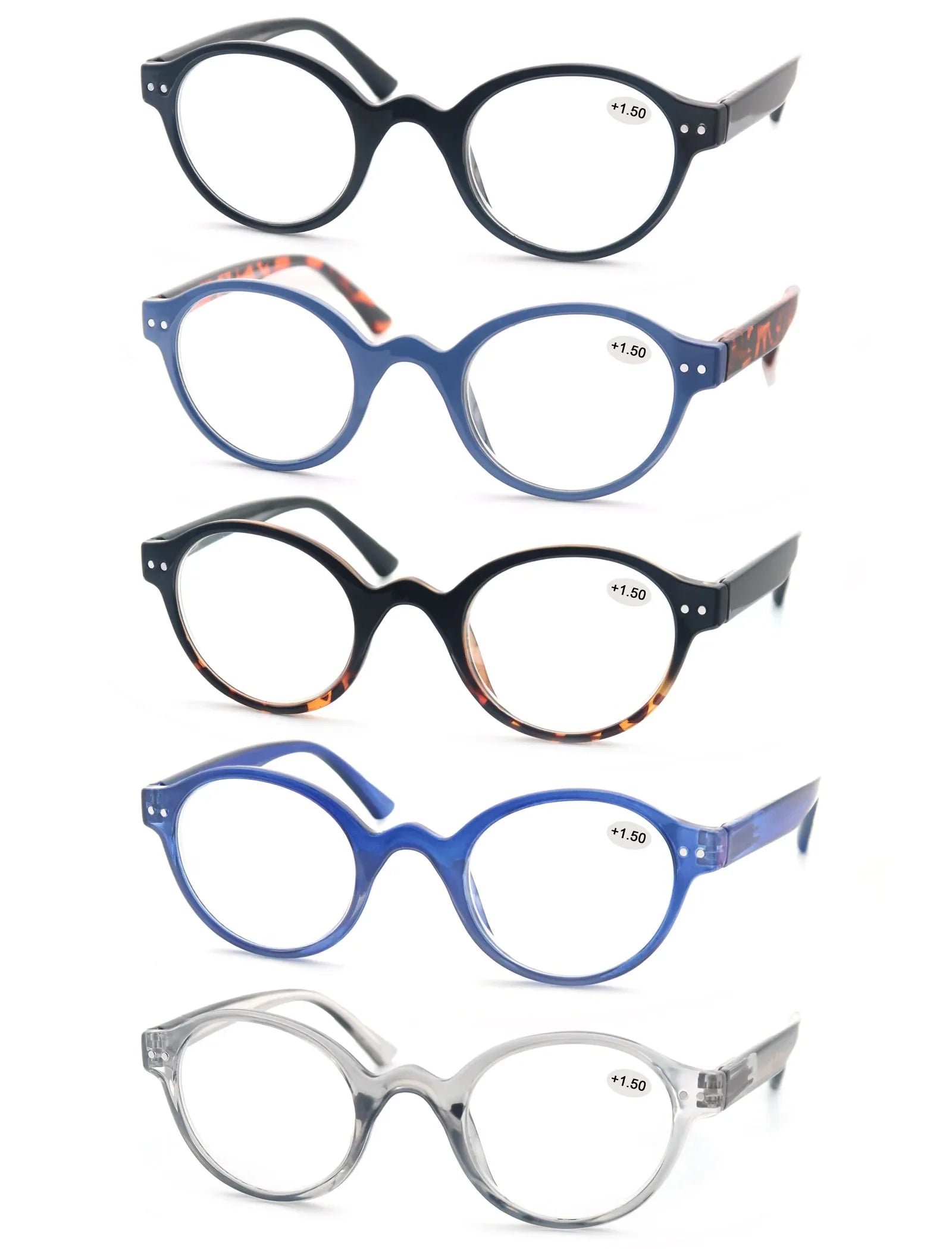 Reading Glasses for Men Women Classic Round Readers Eyeglasses High Qulity Spring Hinge Hyperopic Presbyopia +1.0 to +4.0