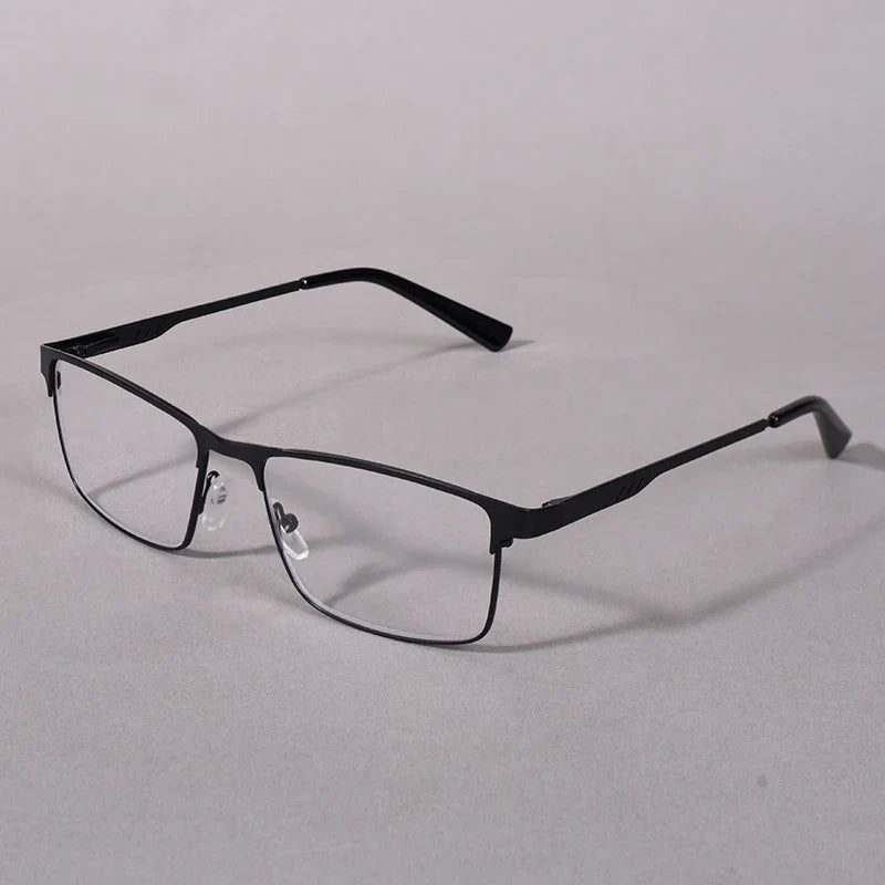 May Flower Anti Blue Light Reading Glasses Men Metal Prescription Eyeglasses With Spring Hinge Blue Color Frame For Men +75+175