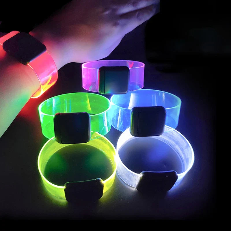 Upgrade 20/100/1000pcs Luminous Bracelet LED Sound Control Bracelets Wristbands Outdoor Sports Armband Glow Halloween Party