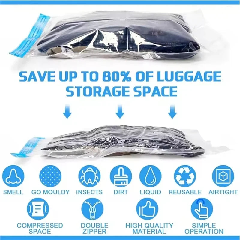 Travel Compression Bags, Roll Up Travel Space Saver Bags for Luggage, Cruise Ship Essentials Cothes, Folding Compressed Bag