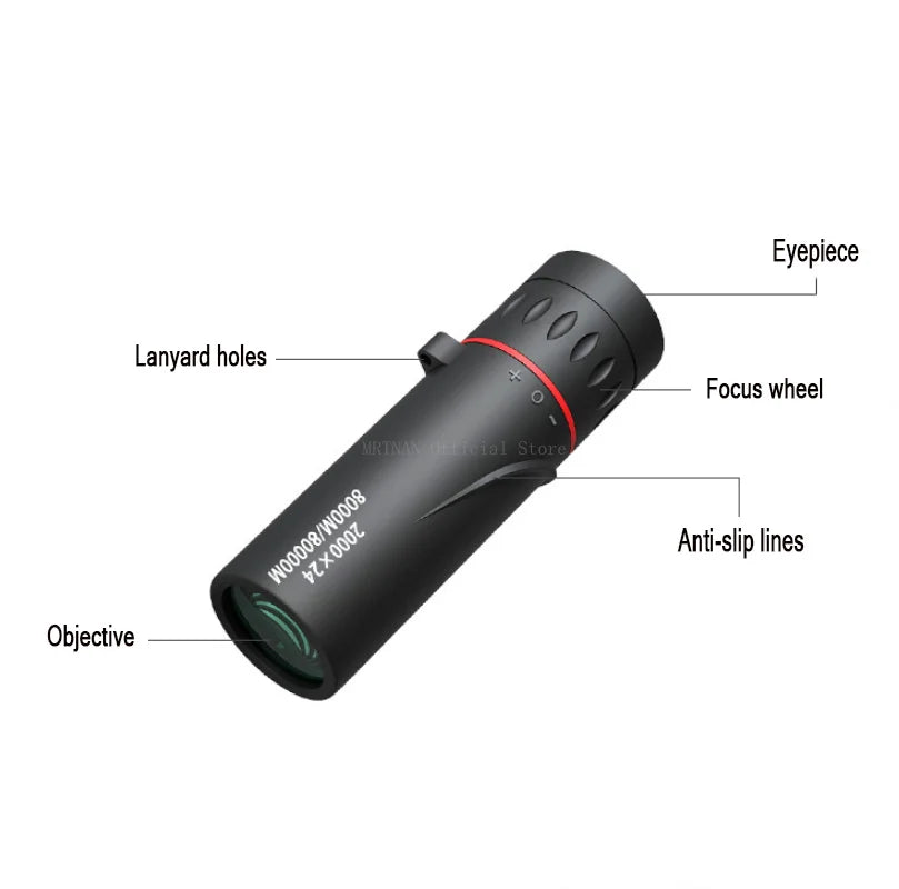 2000x24 Monocular Telescope Mini Portable Binocular Waterproof Outdoor Camping Climbing Birdwatching Telescopes