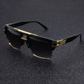 Black Gold Double Beam Square Sunglasses, Light Luxury Men's Business Driving Glasses