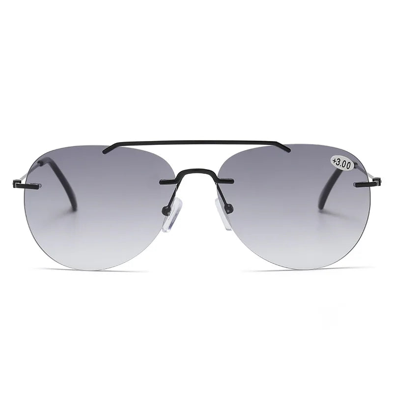 MODFANS Sunglasses Presbyopia Men's Distance And Near Dual-use Double Light Presbyopia Glasses Rimless Sun Glasses UV Protection