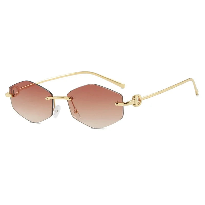 Rimless Diamond Sunglasses Square Women Men Retro Sun Glasses Brand Designer Eyewear UV400 Shades Oculos Female Gafas