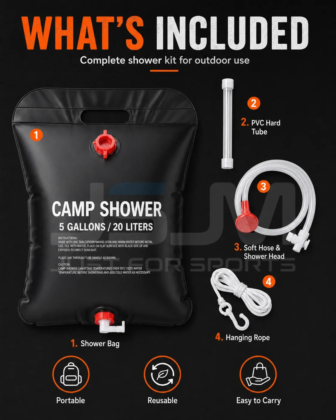 20L/25L Solar Camping Shower Bag Portable Outdoor Shower Bag with Shower Head Foldable Water Storage Bag for Hiking Travel Campi