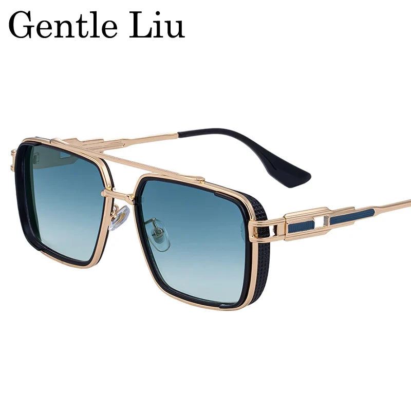 Steampunk Classic Square Sunglasses Men 2026 Luxury Brand Punk Metal Double Beam Sun Glasses For Male UV400 Punk Driving Eyewear
