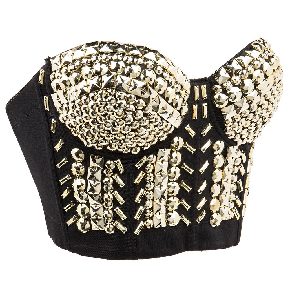 Grey Beading Gems Luxury Sexy Bra For Woman Hot Punk Rave Top Bralette y2k Bras Push Up Underwear Dance Club Brassiere Straps