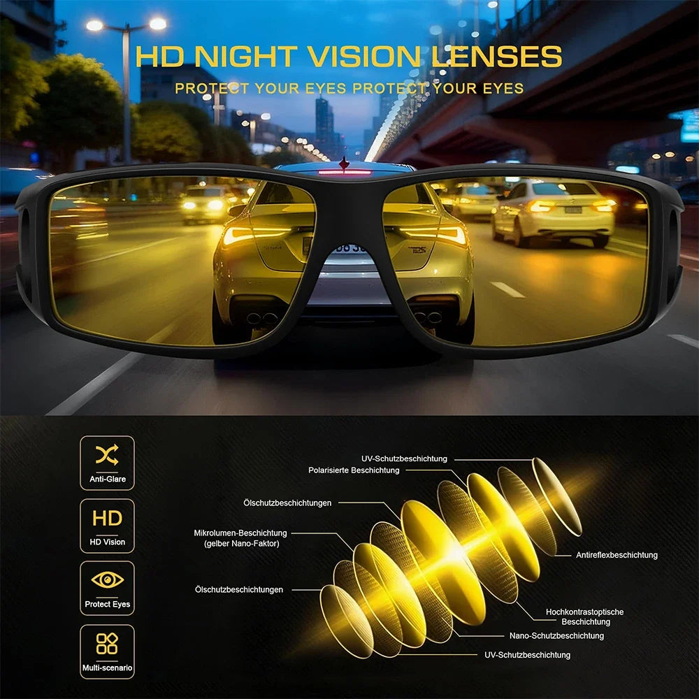 CRIXALIS Polarized Fashion Sunglasses Men Night Vision For Driving AT Night Women Men Anti-reflective UV400 Protection
