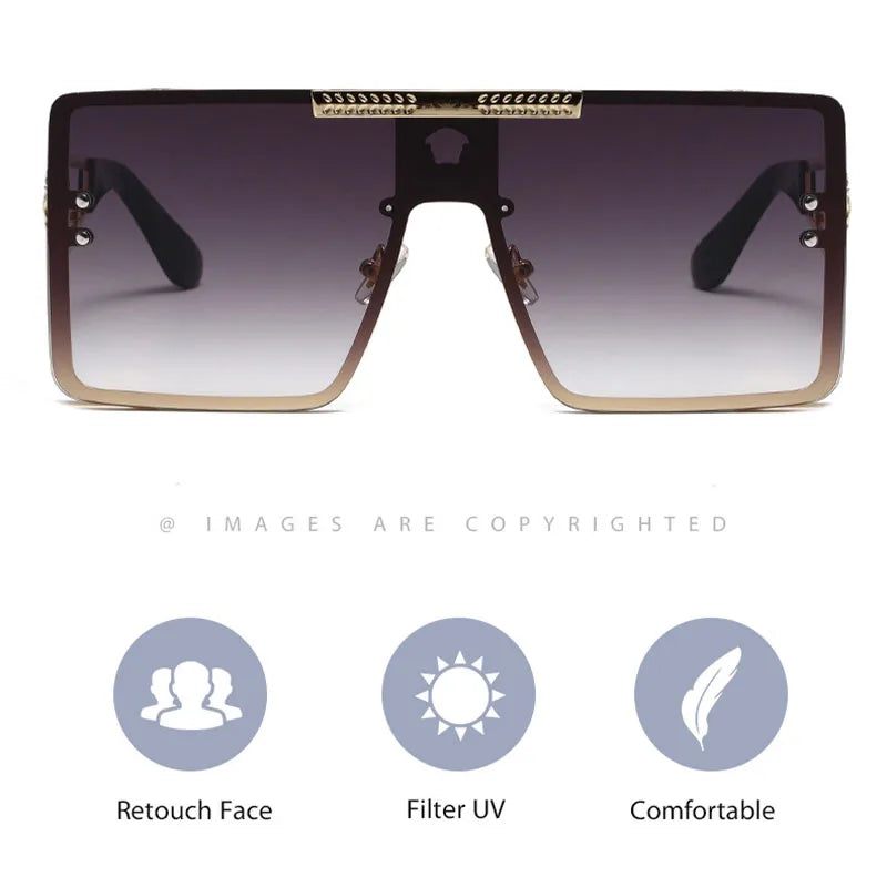 New Stylish Sunglasses with Oversized Frames, Trendy Metal Design, Perfect for Fashion Shows and Cool Street Style