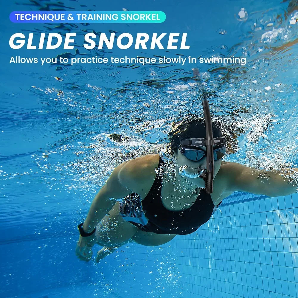 Original Center-Mount Swimmer's Snorkel for Lap Swimming and Swim Training Silicone Mouthpiece One-Way Purge Valve
