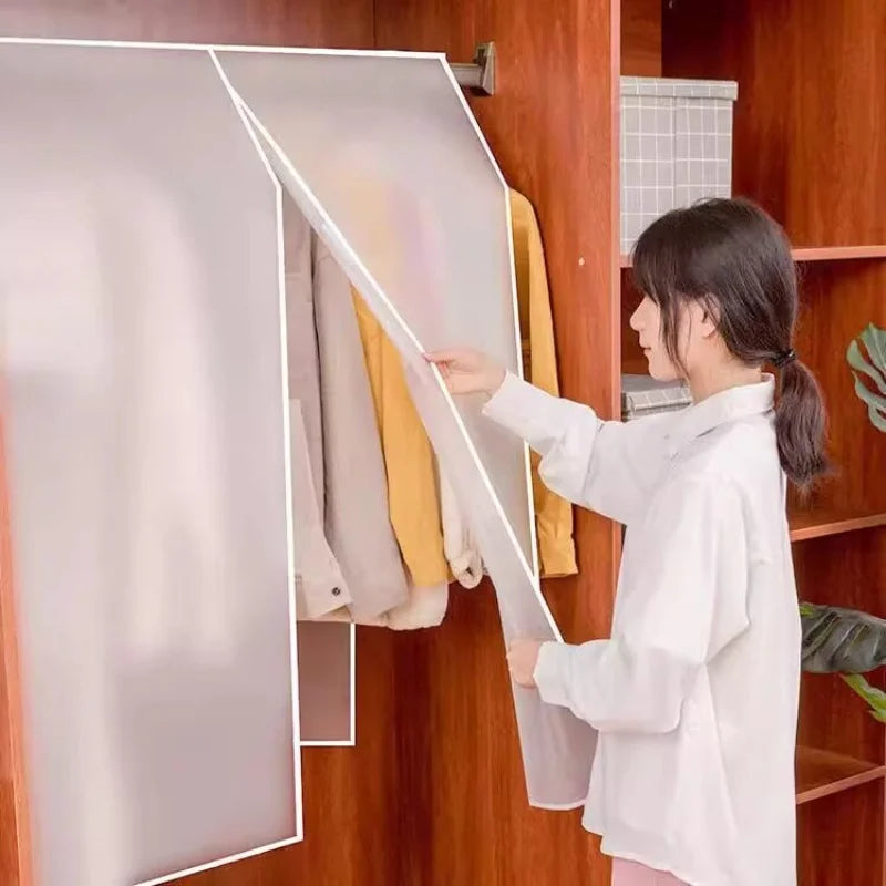 Translucent Waterproof Dustproof Clothes Hanging Garment Bag, Wardrobe Storage Organizer for Suits Dresses