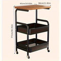 3 Tier Rolling Kitchen Cart Durable Carbon Steel Metal Utility Cart for Tool Snack Storage with Rolling Wheels