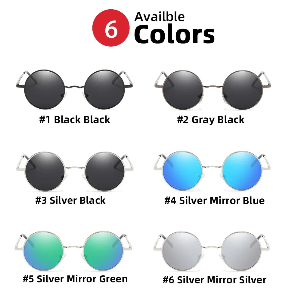 VIVIBEE Classic Polarized Round Metal Sunglasses Casual Sun Glasses for Women Retro UV400 Men Black Shades 2026 Trend Eyewear