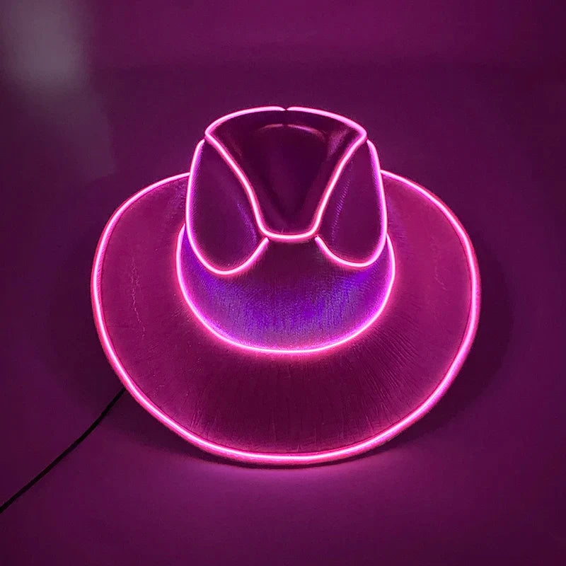 Bachelorette Party Glowing Supplies Luminous Bride Cowgirl Hat LED Pearlescent Cowboy Cap Fashion Neon Light Hat For Party