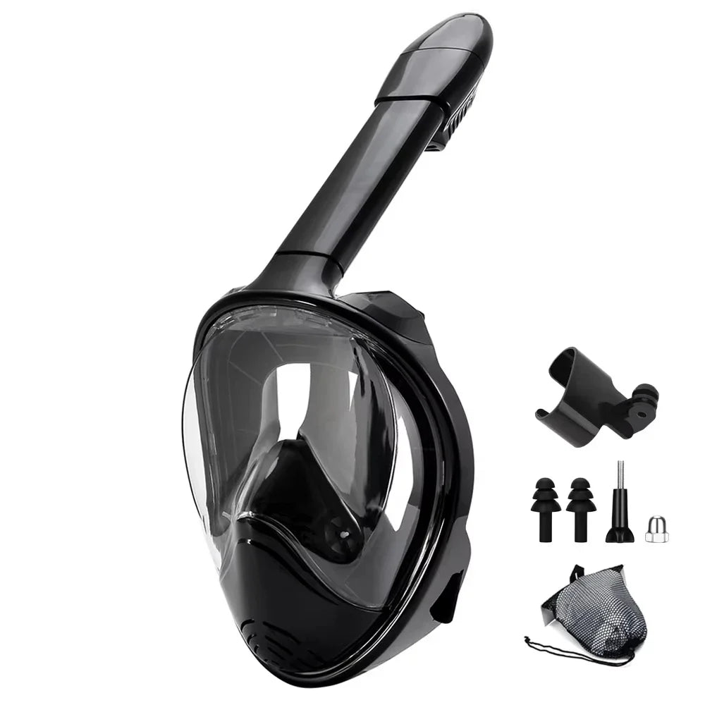 Full Face Snorkel Mask Snorkeling Swimming Diving Mask with Detachable Camera Mount Wide View Anti-Fog Anti-Leak for Adult Youth