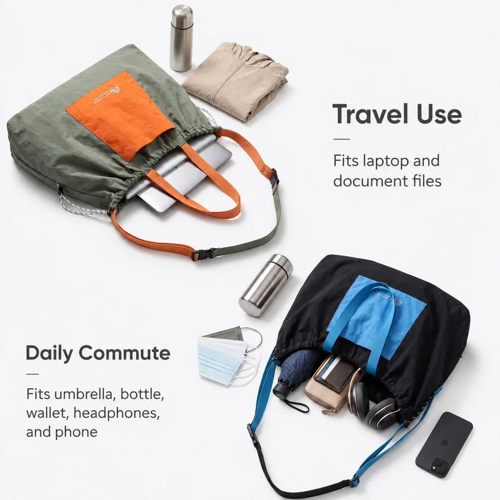 32L Large Capacity Foldable Tote Bag Ultralight 70D Nylon Shoulder Bag Waterproof Outdoor Camping Hiking Grocery Shopper Bag