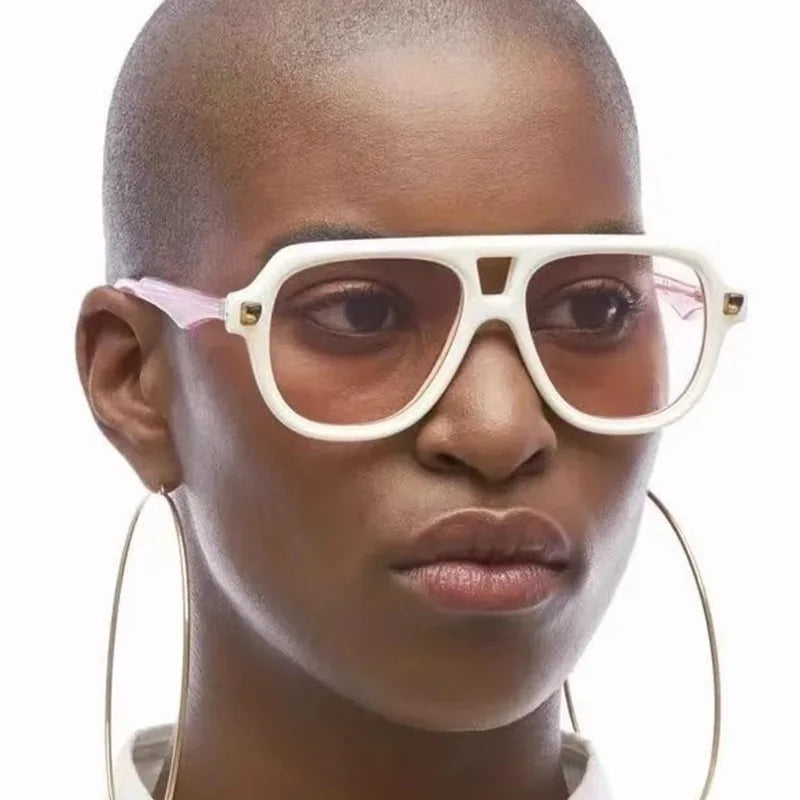 Double Bridges Pilot Sunglasses Women Retro Gradient Shades UV400 Trending Men Brand Designe Rivets Sun Glasses