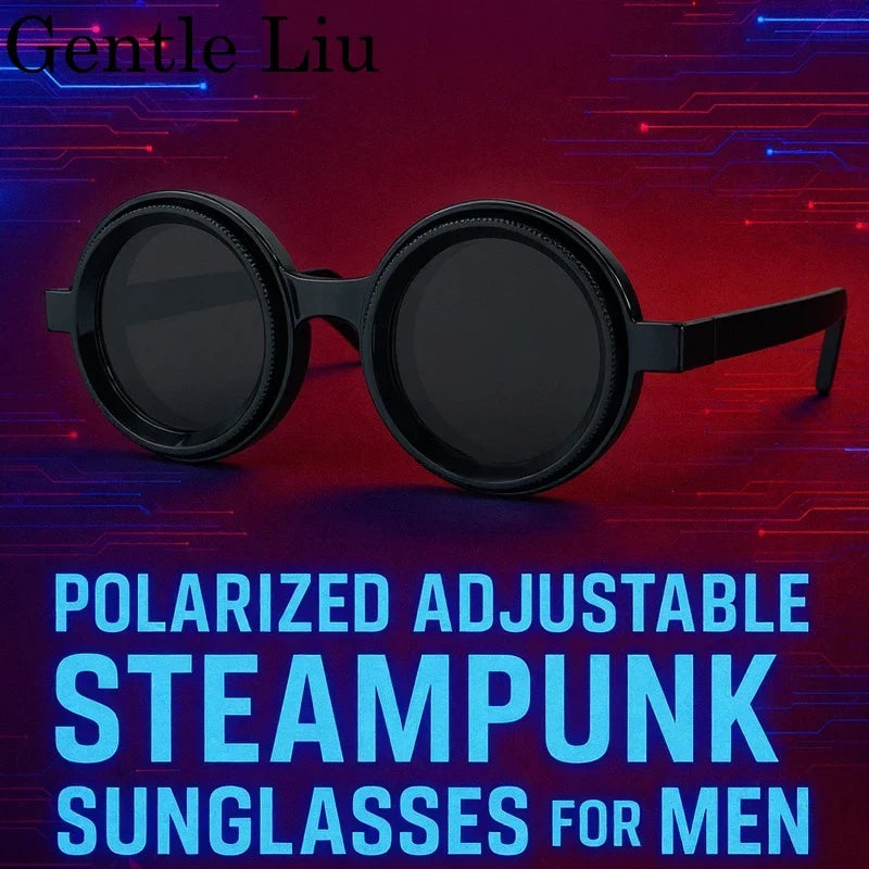ND9 Adjustable Dimming Polarized Round Sunglasses Men 2026 Luxury Brand Punk Fishing Sun Glasses Outdoor Eyewear UV400 Shades