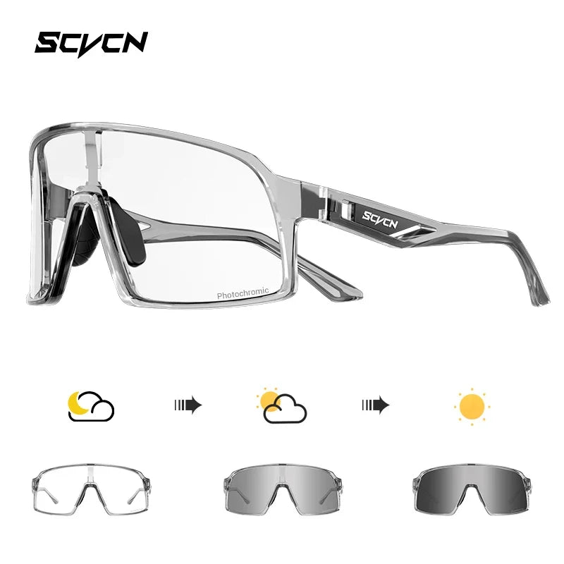 SCVCN Photochromic Cycling Glasses Men Women Running Sunglasses Outdoor Sports Motorcycle Bike Riding Eyewear Driving Fishing