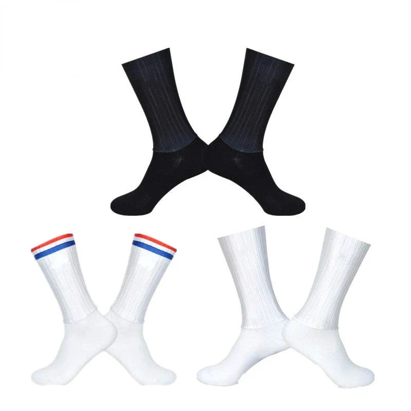 2026 New Cycling Slip Anti Silicone Summer Whiteline Aero Socks Men Bicycle Sport Running Bike Socks Calcetines 2024 New Socks