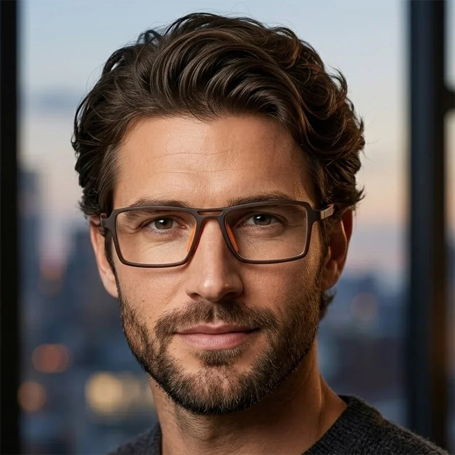 Men's Classic Full Frame Reading Glasses Clear Lens Comfortable Wear Ultra-Lightweight Frame Suitable Home Office Use Great Gift