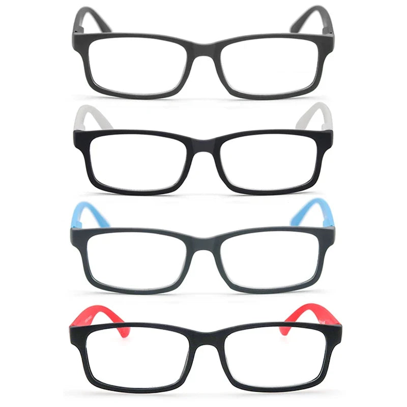 MODFANS Rectangular Classic Matte Frame, Solid-Color Temples, Reading Glasses for Men and Women, Prescription +1.0 to +4.0.