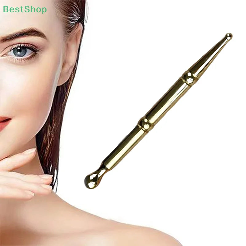 Dual Head Brass Facial Massage Stick,Handheld Fascia Scraping Stick,Acupoint Massage Stick,Acupoint Pen Body Massager
