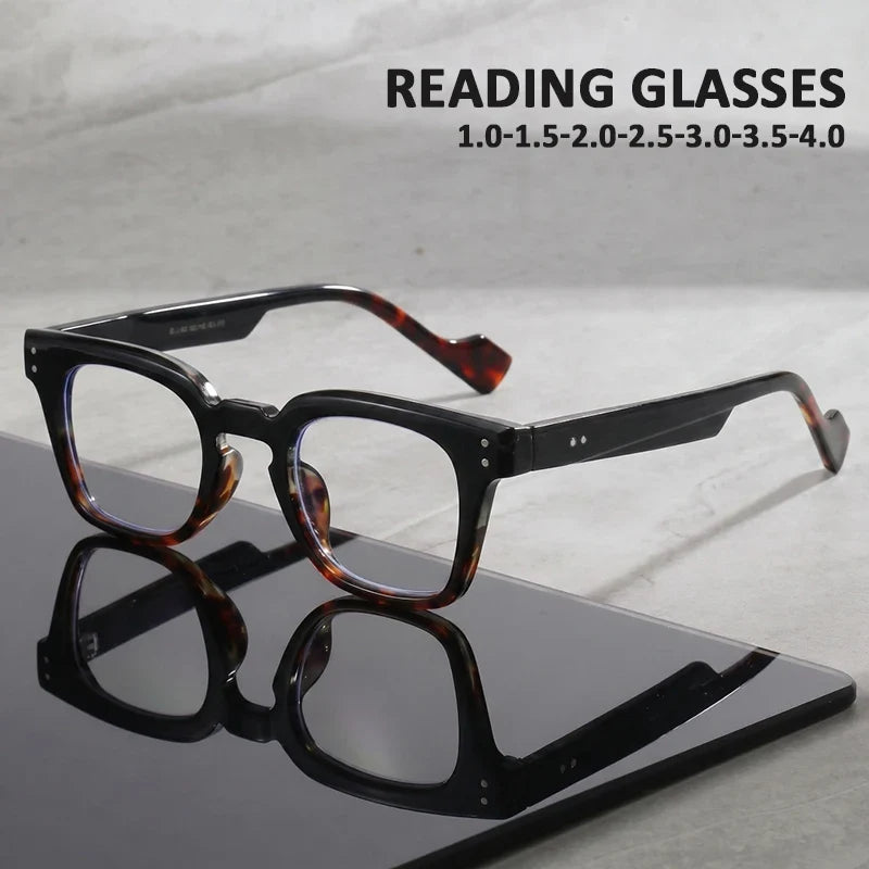 Retro Square Reading Glasses For Middle-aged Men And Women Commuting With Retro Temperament