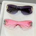 2pcs Y2K Integrated Frameless Glasses, Double Heart Design, Versatile for Women's Daily Street Photography/Travel