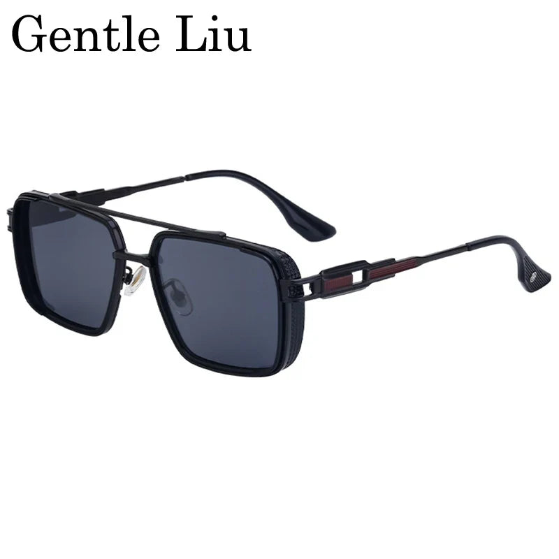 Steampunk Classic Square Sunglasses Men 2026 Luxury Brand Punk Metal Double Beam Sun Glasses For Male UV400 Punk Driving Eyewear