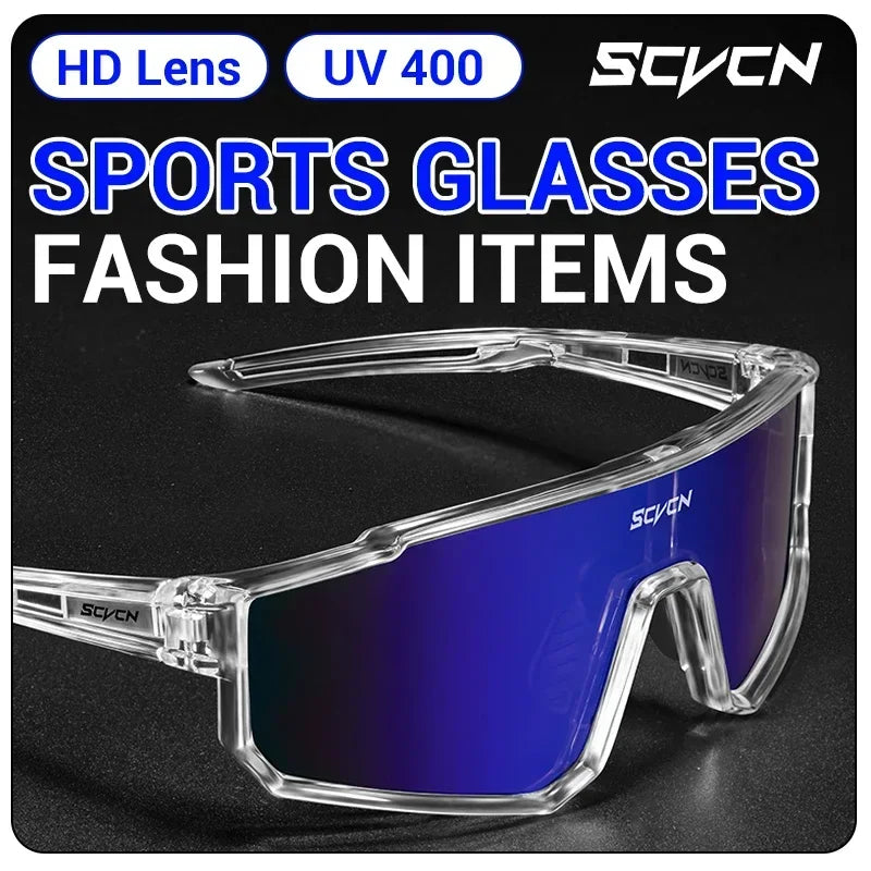 SCVCN New Cycling Glasses UV400 Sports Running Sunglasses Men Women Outdoor Drving Hiking Riding Goggles MTB Bicycle Eyewear