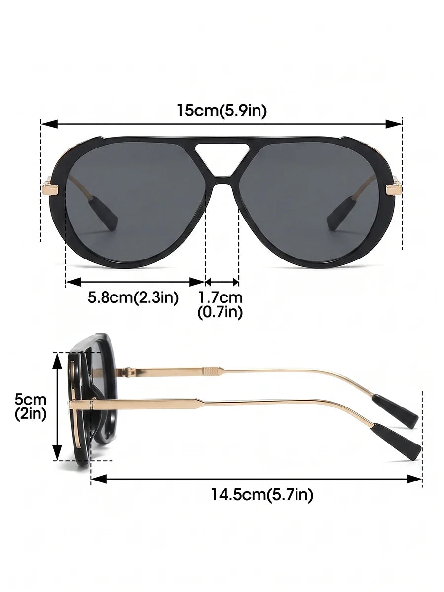 Double Beam Square Sunglasses For Men And Women, Retro Outdoor Driving Fashion Glasses