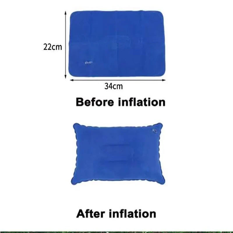 Portable Fold Inflatable Air Pillow Outdoor Travel Sleeping Camping PVC Neck Stretcher Backrest Plane Comfortable Pillow