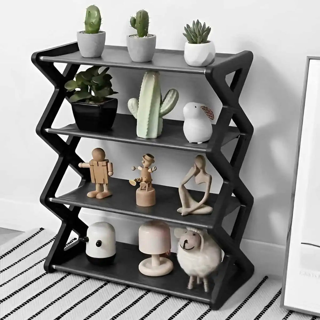 Multifunctional 4 Level X Style Dust Proof Shoe Storage Rack For Entry Hall Bedroom Corridor Free Standing Shoe Organizer