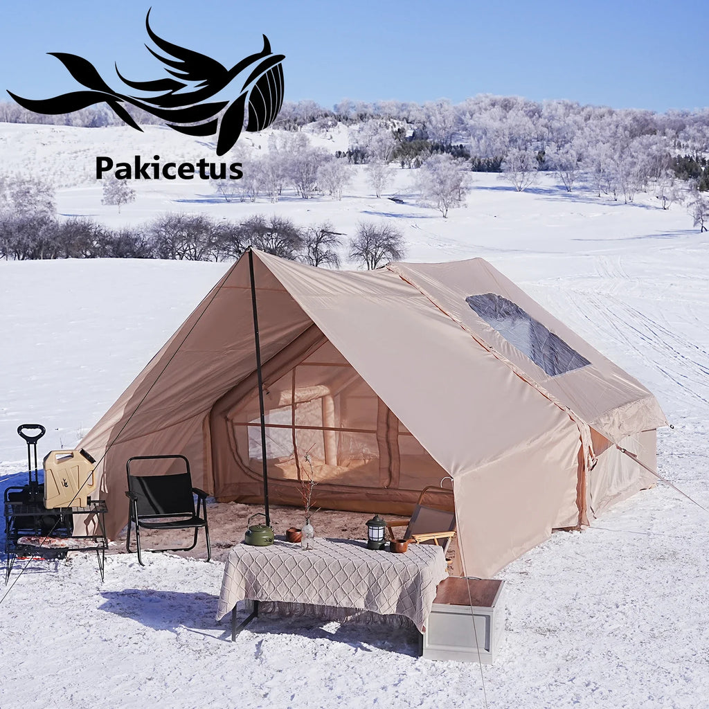 PAKICETUS Inflatable Camping Tent 4-8 People with Windows Portable Water-Resistant Camping Tent