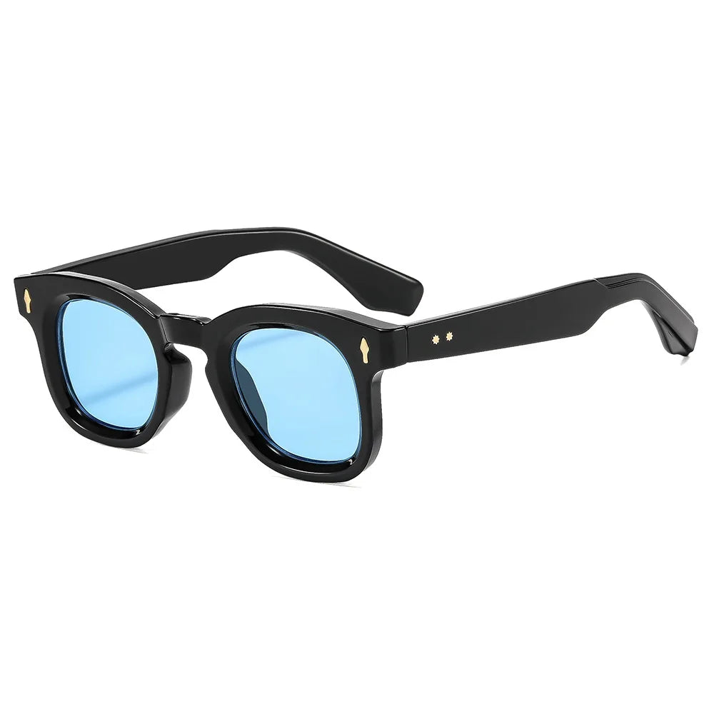 Ins Popular Women Square Sunglasses Men Vintage Rivets Punk Female GREEN Shades UV400 Fashion Male Sun Glasses