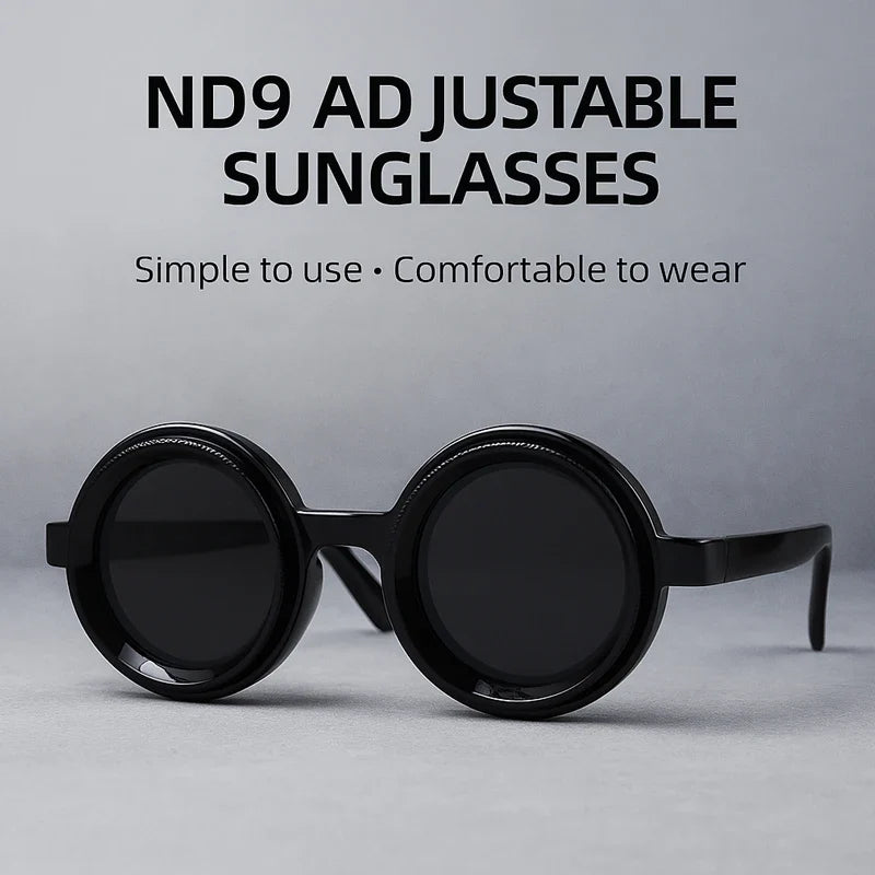 ND9 Adjustable Dimming Polarized Round Sunglasses Men 2026 Luxury Brand Punk Fishing Sun Glasses Outdoor Eyewear UV400 Shades