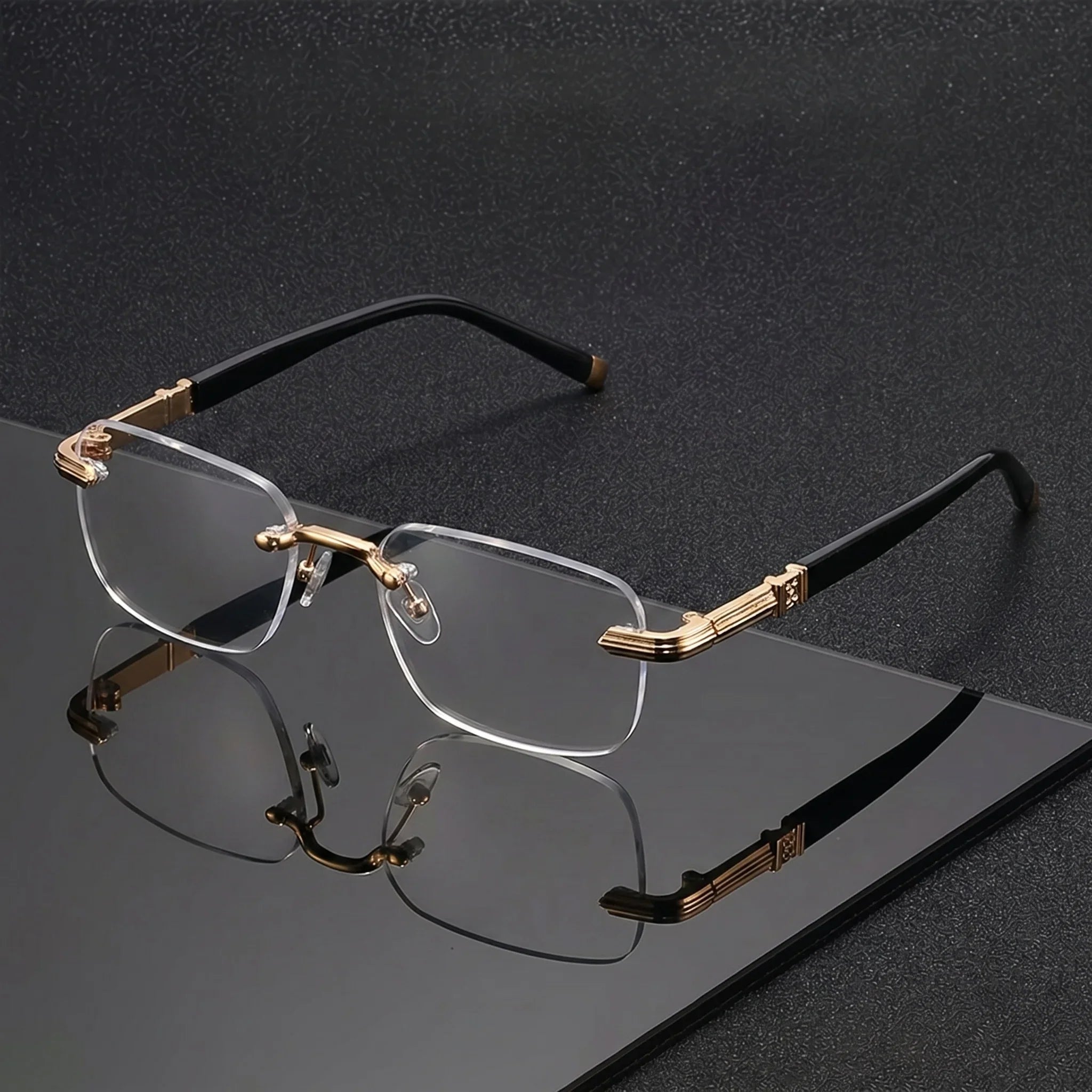 Frameless Cut Edge Sun Reading Glasses for Men, Suitable for Outdoor Driving, Daily Leisure, and Sun Protection Reading