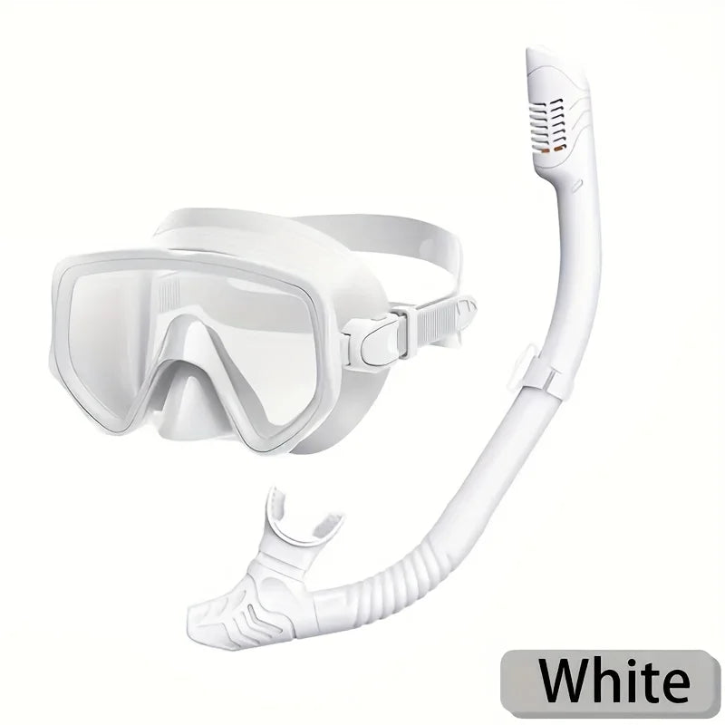 Scuba Diving Mask Snorkel Set For Adults Tempered Glass Professional Panoramic Snorkeling Gear Swimming Training Snorkel Kit