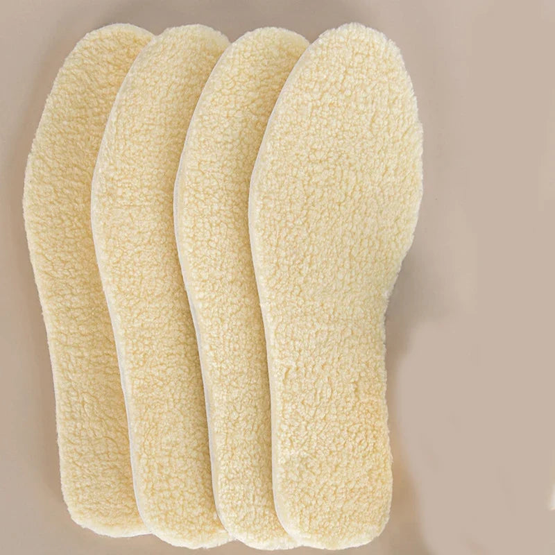 Adjustable Warm Insoles with Fleece and Thickened Lambskin Comfortable Cashmere and Cotton Insoles Snow Boots