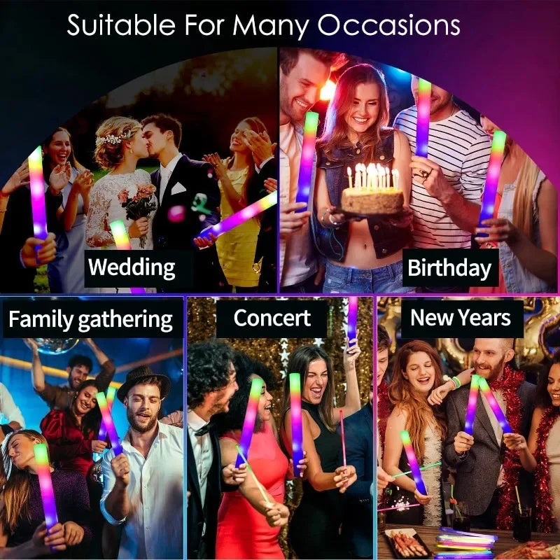 40 PCS LED Light Up Foam Sticks Sponge Luminous Stick Night Light Glow Party Supplies for Wedding Birthday Raves Concert