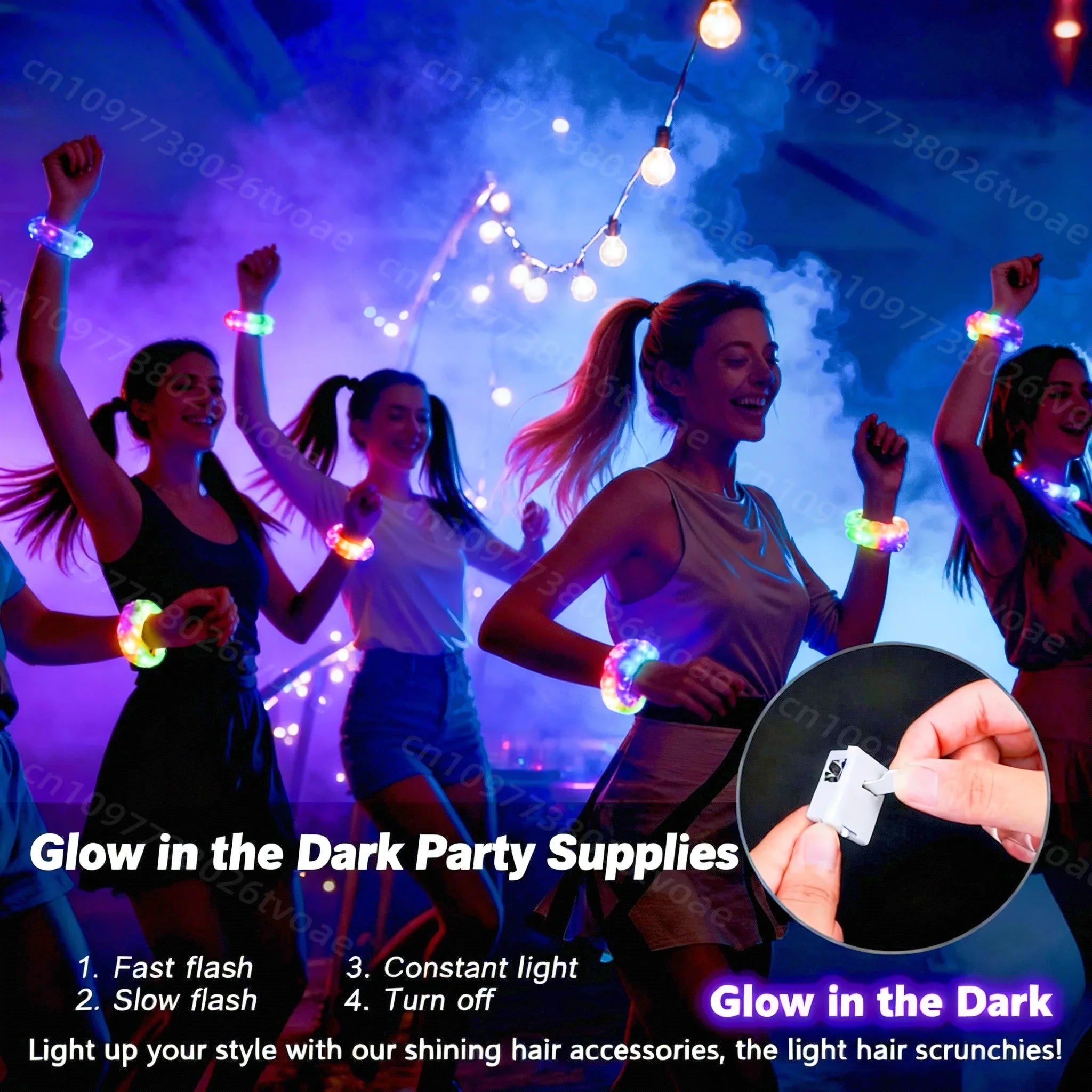 Light Up Scrunchies, LED Scrunchies Hair Bands, Elastic Glow in the Dark Srunchies Rave Accessories for Women Birthday Halloween